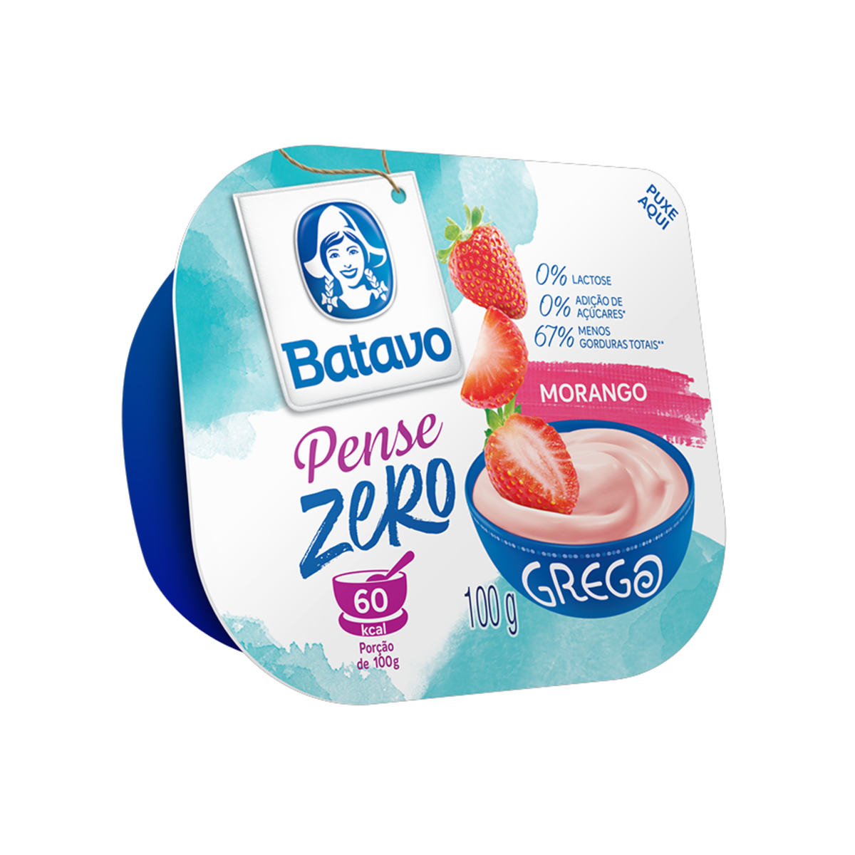Iogurte Grego Batavo Pense Zero Morango 100g
