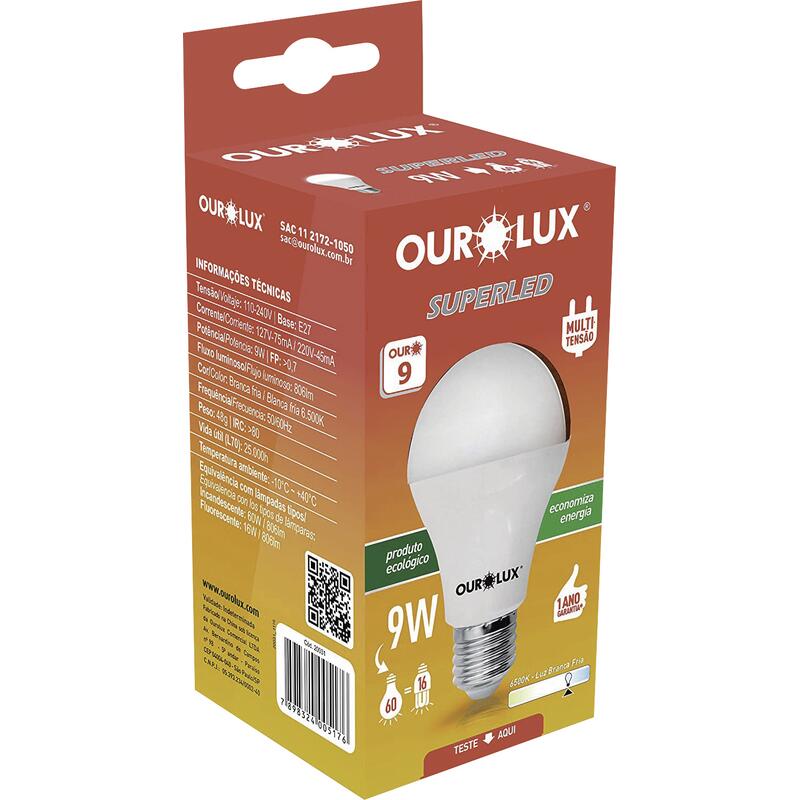 Lâmpada Superled Ourolux 9w - Bivolt un