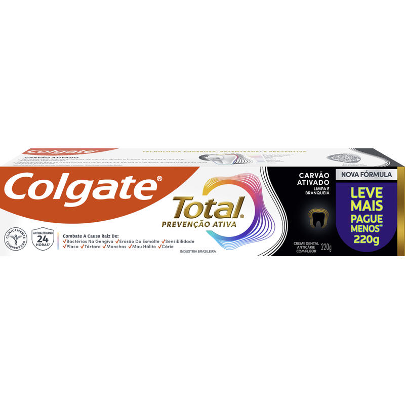 Creme Dental Colgate Total Carvão Ativado 220g