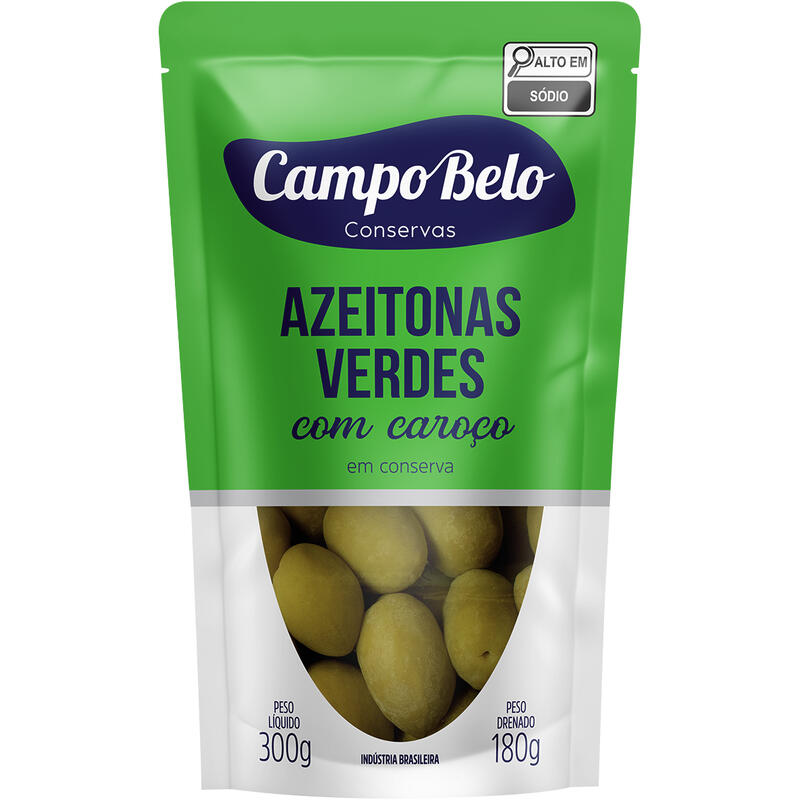 Azeitona Verde Campo Belo Com caroço 180g