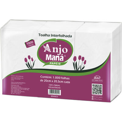 Toalha de Papel Anjo Maná Interfolha Branco 1000 un