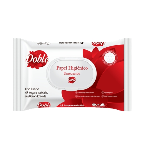 Papel Higiênico Umedecido Doble Com 45 Unidades