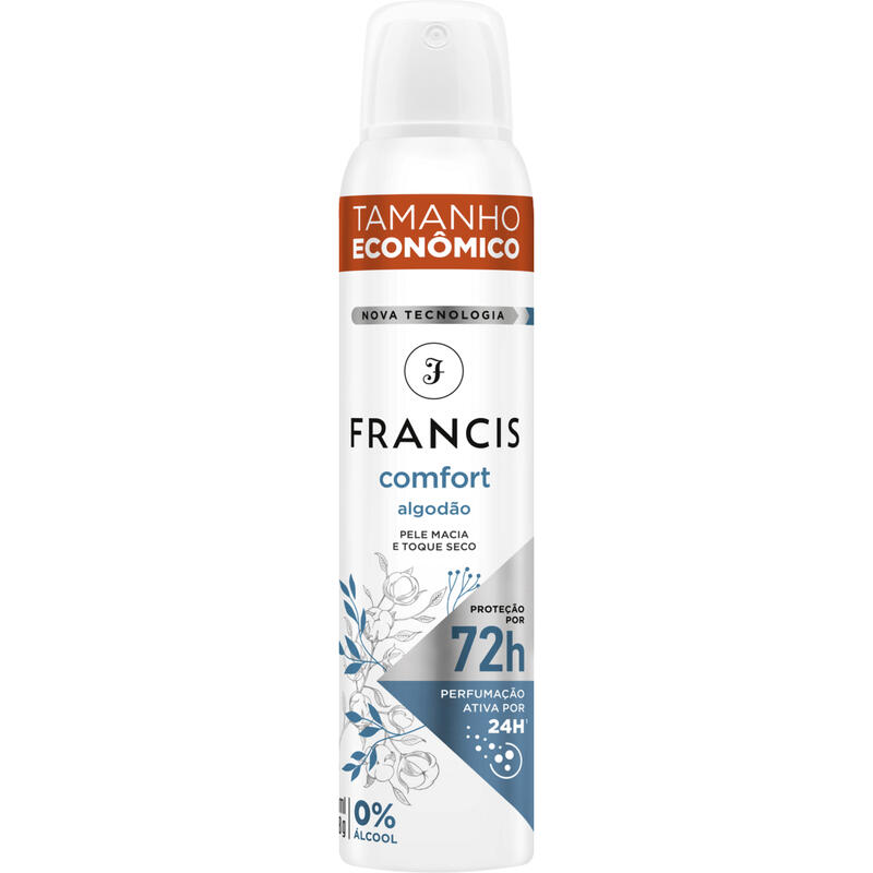 Desodorante Aerossol Algodão Francis Comfort 200ml Spray Tamanho Econômico