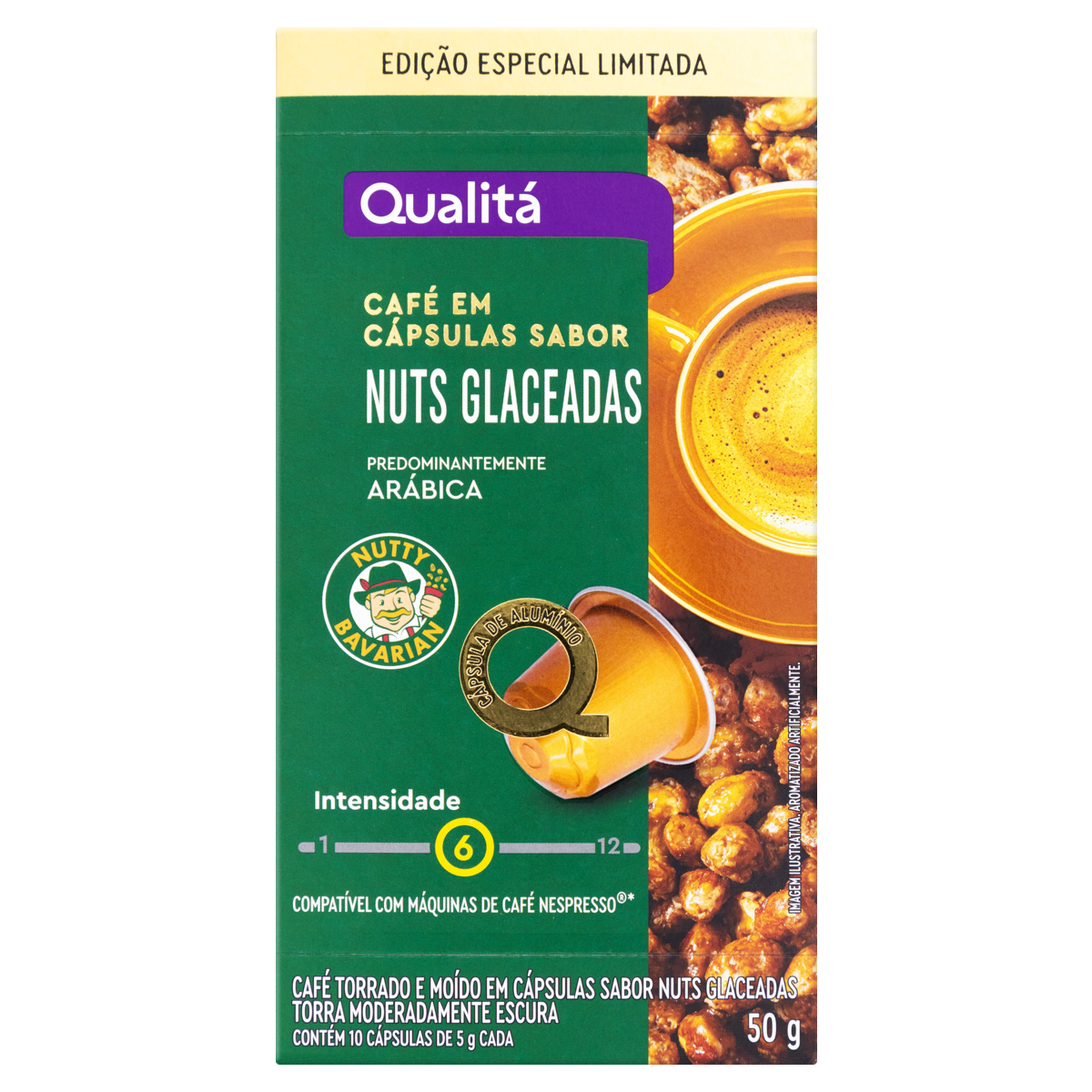 Café Em Cápsula Torrado E Moído Nuts Glaceadas Qualitá Nutty Bavarian Caixa 50G