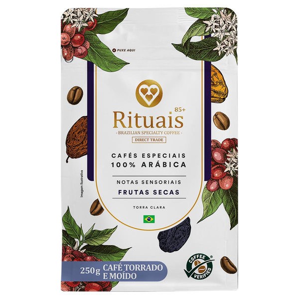Café Torrado e Moído Frutas Secas 3 Corações Rituais 85+ Pouch 250g