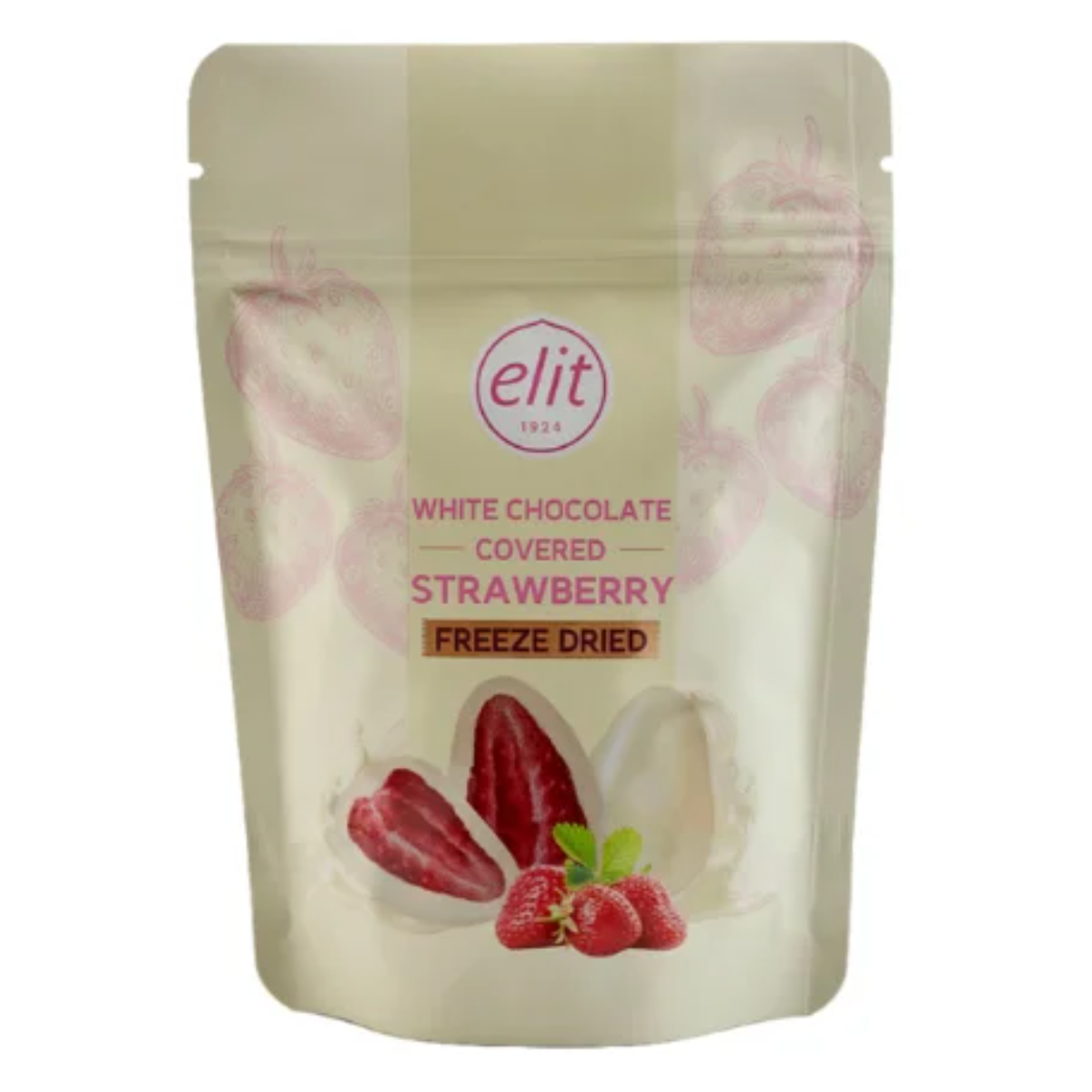 Morango Cobertura Chocolate Branco Elit Pouch 80g