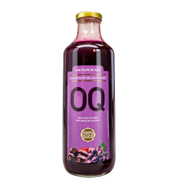 Suco OQ 1 Litro - Açaí/ Maçã/ Uva - Garrafa