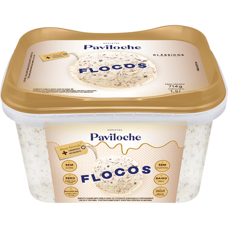 Sorvete Paviloche Flocos 1,5L