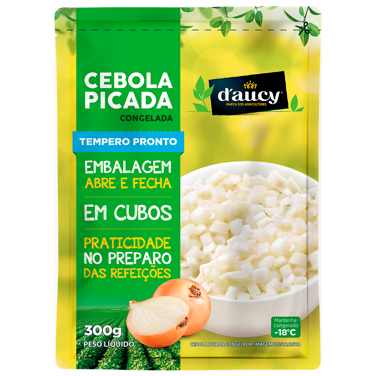 Cebola Picada Congelada 300g Pacote Daucy