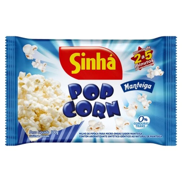 Milho de Pipoca para Micro-ondas Sinhá 100g - Manteiga