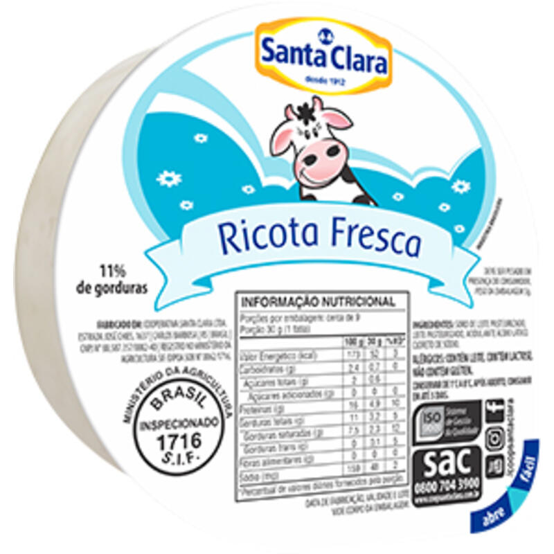 Queijo Ricota Fresca Santa Clara Preço por quilo na peça