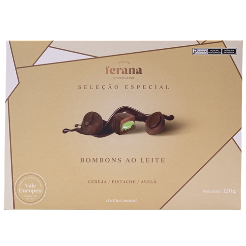 Bombom Ferana Seleção Especial Sabor Cereja, Pistache E Avelã 120g Com 12 Unidades