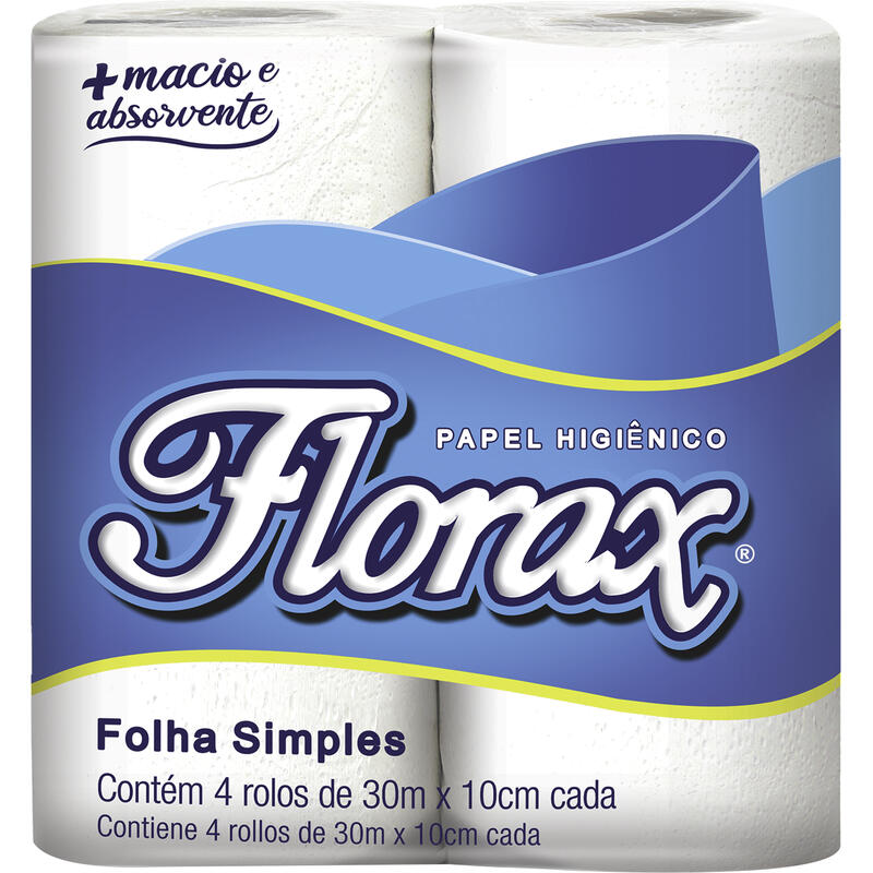 Papel Higiênico Florax Folha Simples - 30m 4 rolos
