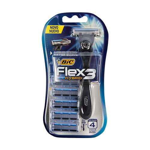 Aparelho Barbear Bic Flex3 Hybrid +5 Rec Ex Suave C/1 Un