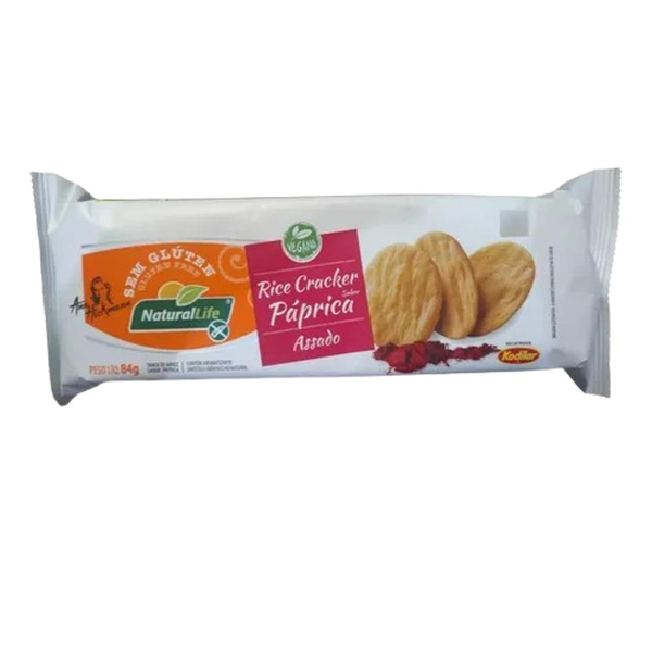 Rice Cracker Natural Life 84g - Sem Glúten - Vegano - Páprica