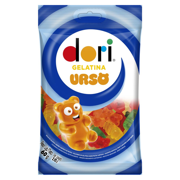 Bala de Gelatina Sortido de Frutas Urso Dori Pacote 60g