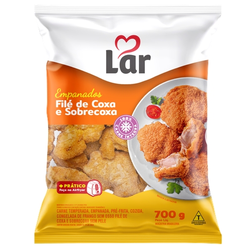 Coxa E Sobrecoxa De Frango Lar Empanada Congelada 700g