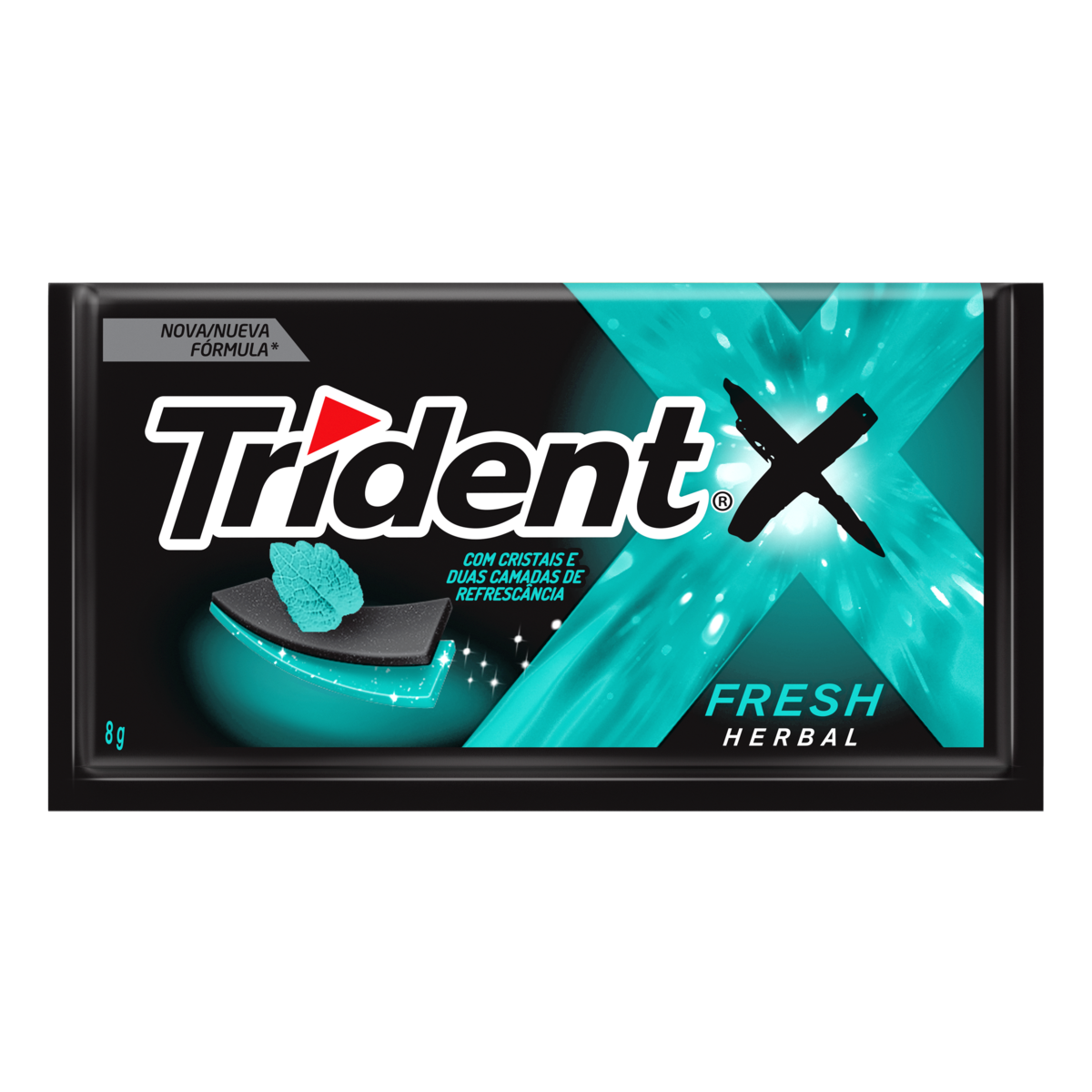 Chiclete Trident XSenses Herbal Sem Açúcar 8g - Embalagem com 5 unid.