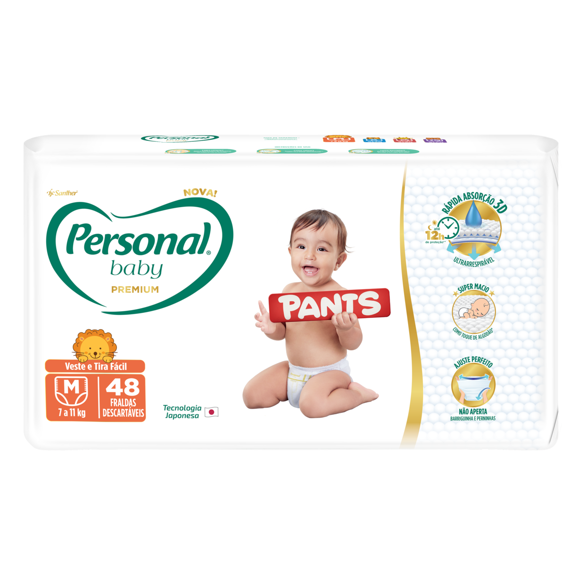 Fralda Descartável Pants Personal Baby Premium M Pacote 48 Unidades