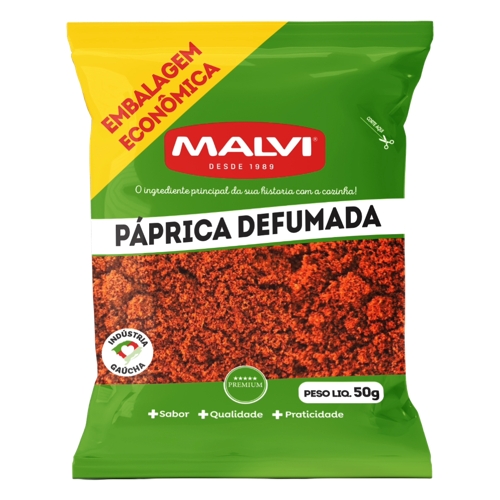 Tempero Malvi Páprica Defumada Embalagem Econômica 50g