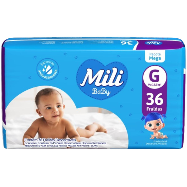 Fralda Descartável MILI Baby Mega G com 42 Unidades