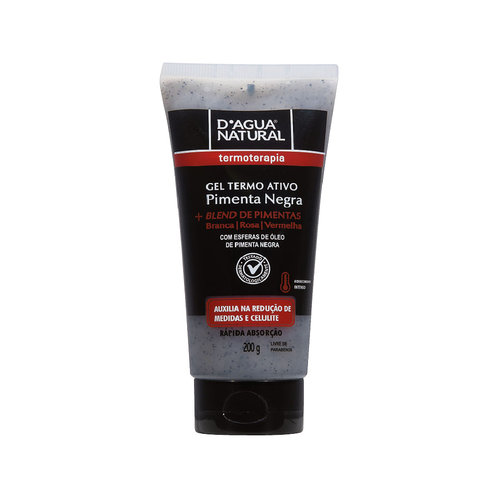 Gel Termo Ativo D'agua Natural Termoterapia Pimenta Negra 200g