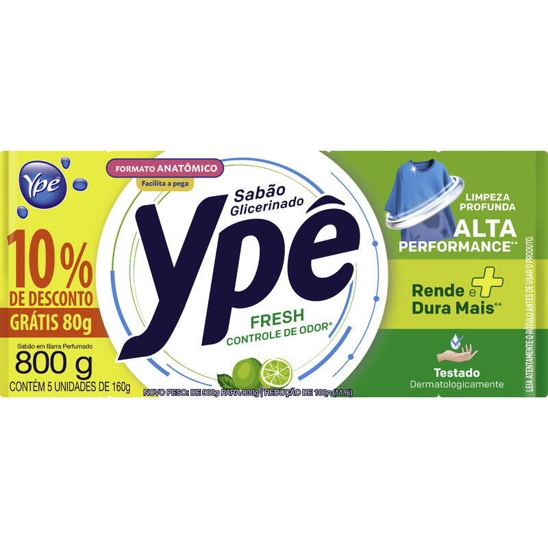 Sabão em Barra Glicerinado Ypê Fresh 5x160g