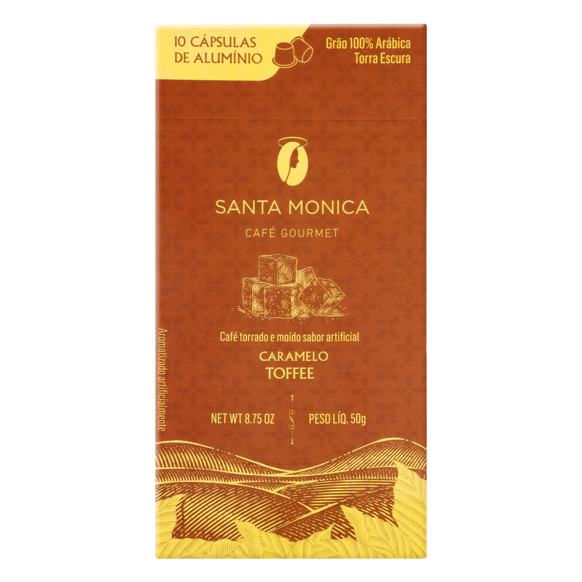 Café em Cápsula Caramelo Santa Monica Gourmet Caixa 50g 10 Unidades