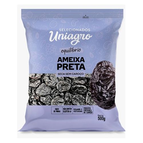 Ameixa Seca Uniagro Preta Sem Caroço 500g
