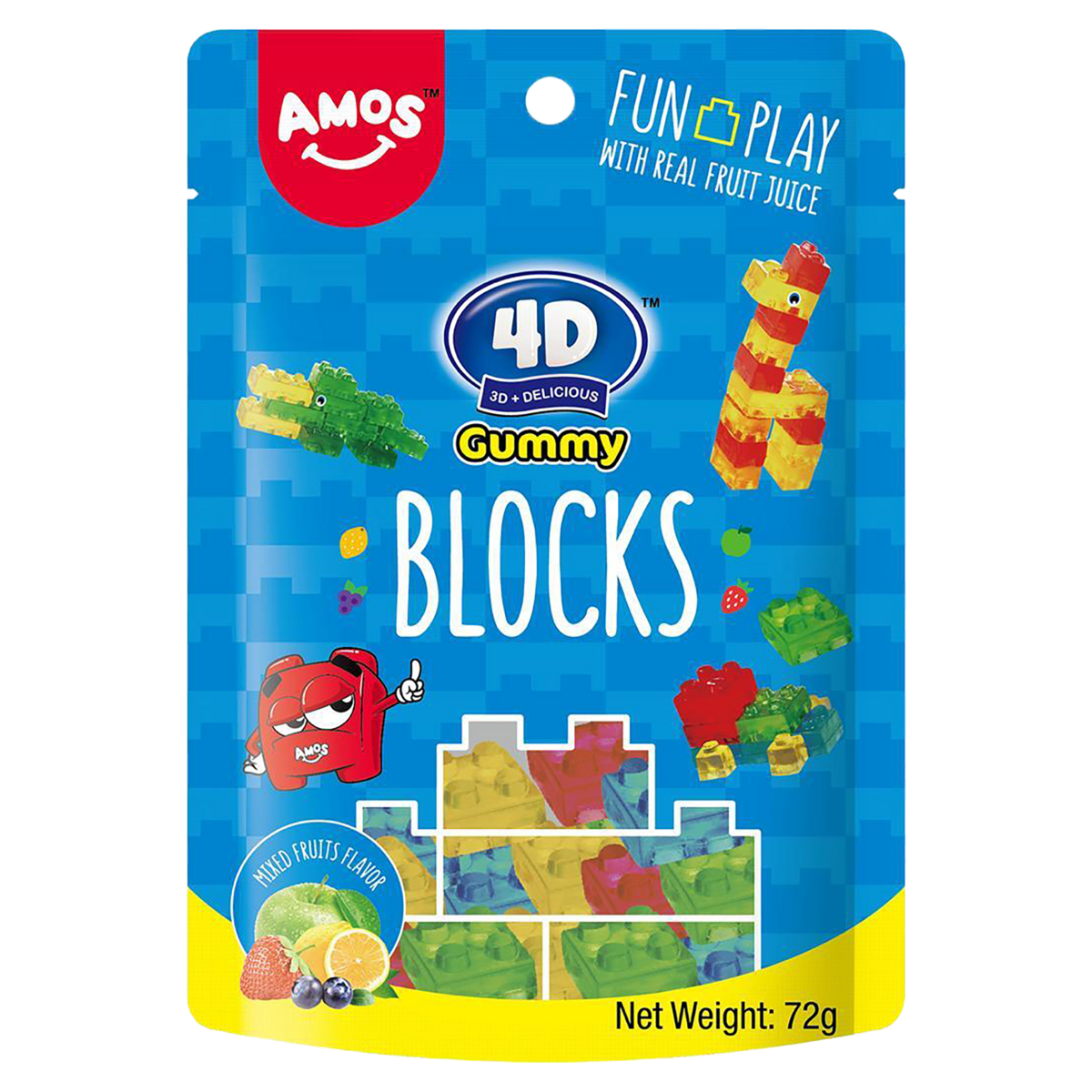 Bala de Gelatina Blocos 4D Sachê 72g