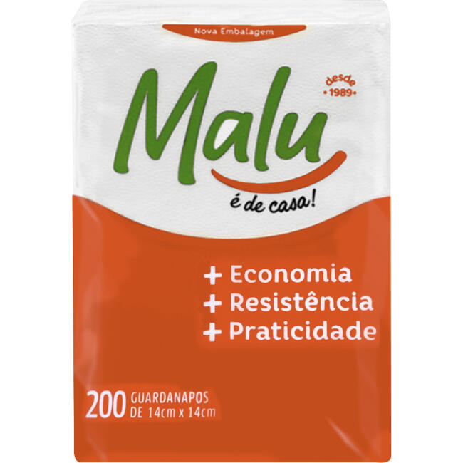 Guardanapo de Papel Malu TV 14cm x 14cm 200 un