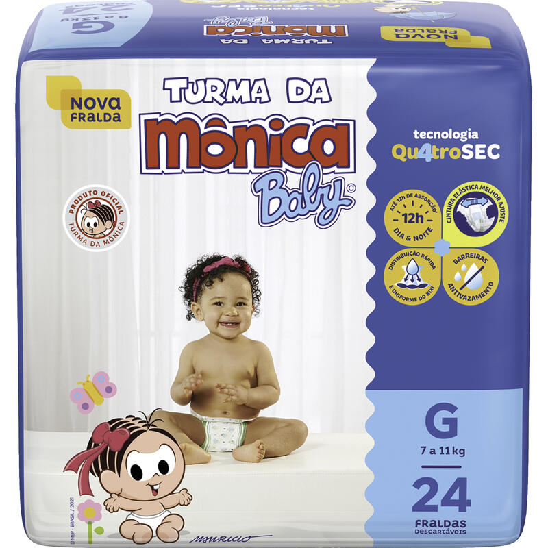 Fralda Descartável Turma da Mônica Jumbo G 24 un