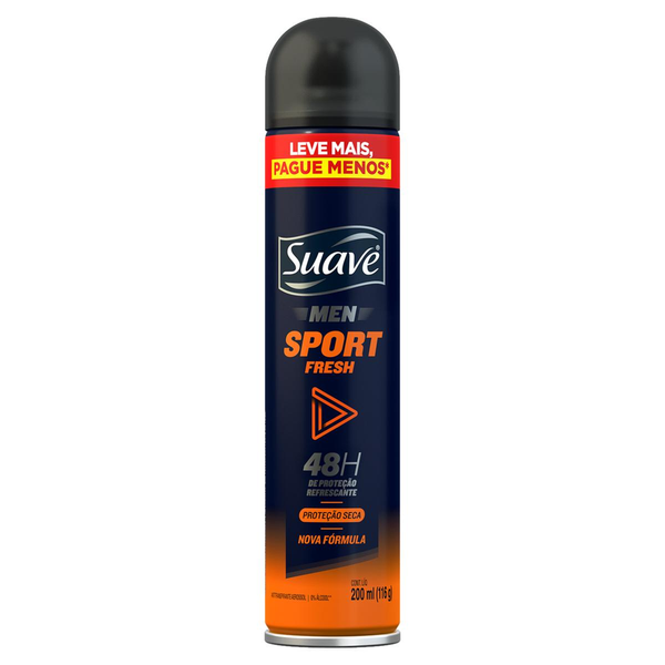Antitranspirante Aerossol Sport Fresh Suave Men 200ml Spray Leve Mais Pague Menos