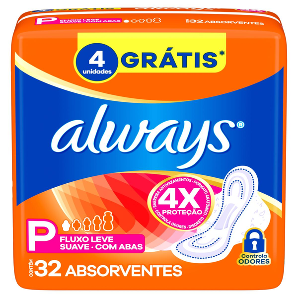 Absorvente Always Super Proteção Cobertura Suave com Abas 32 Unidades
