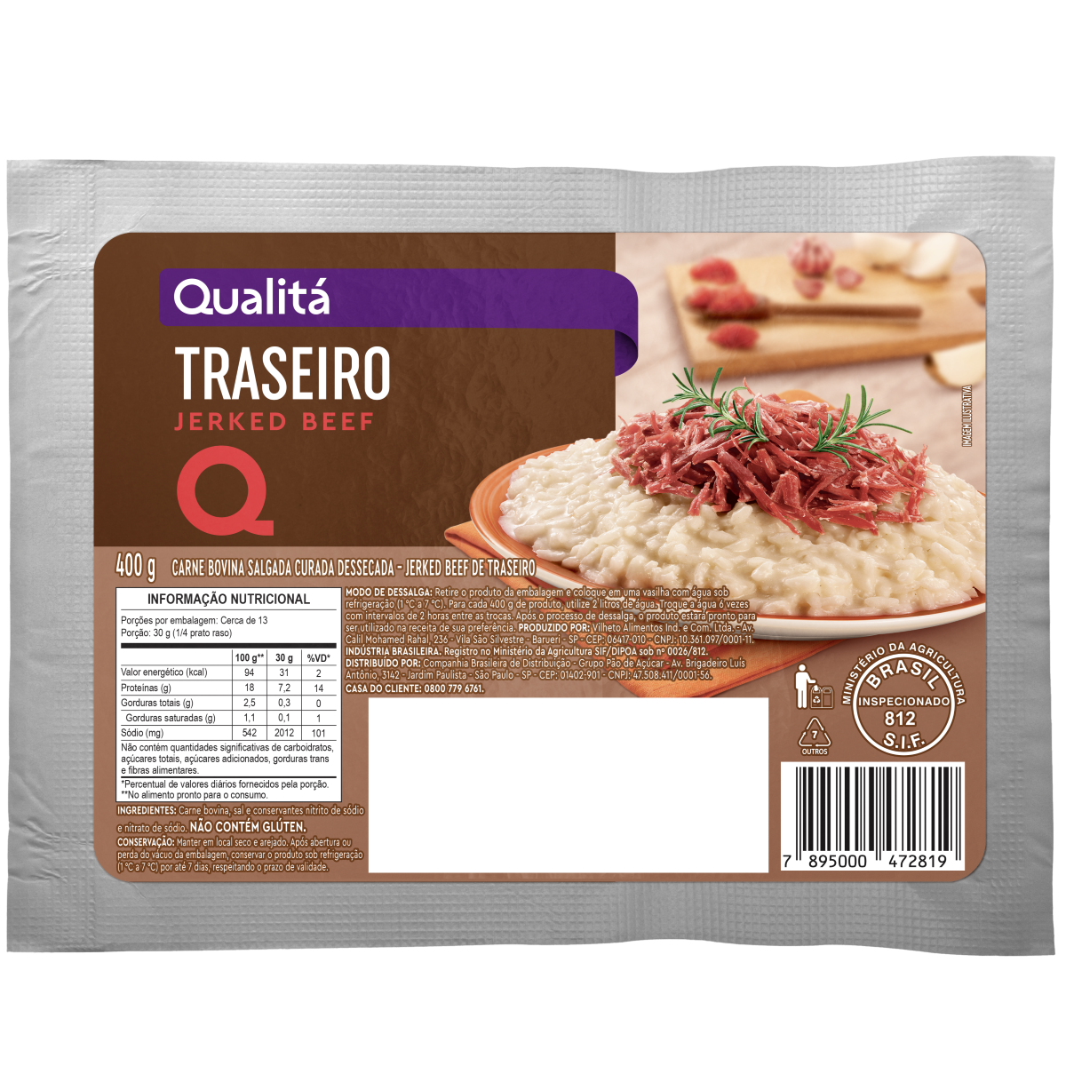 Carne Seca Bovina Traseiro Jerk Beef QUALITÁ 400g