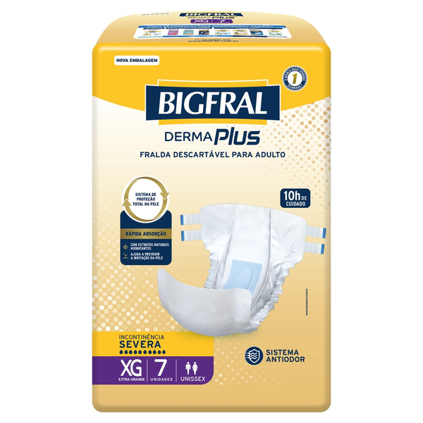 Fralda Adulto Bigfral Dermaplus Tam. XG - Com 7 fraldas