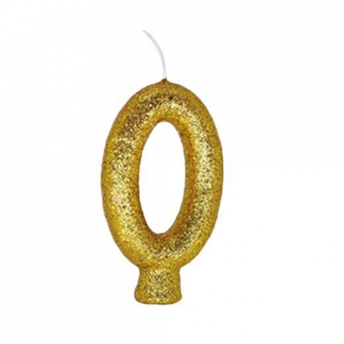 Vela De Aniversário Regina Cintilante Glitter Dourada Nº0 C/1 Un
