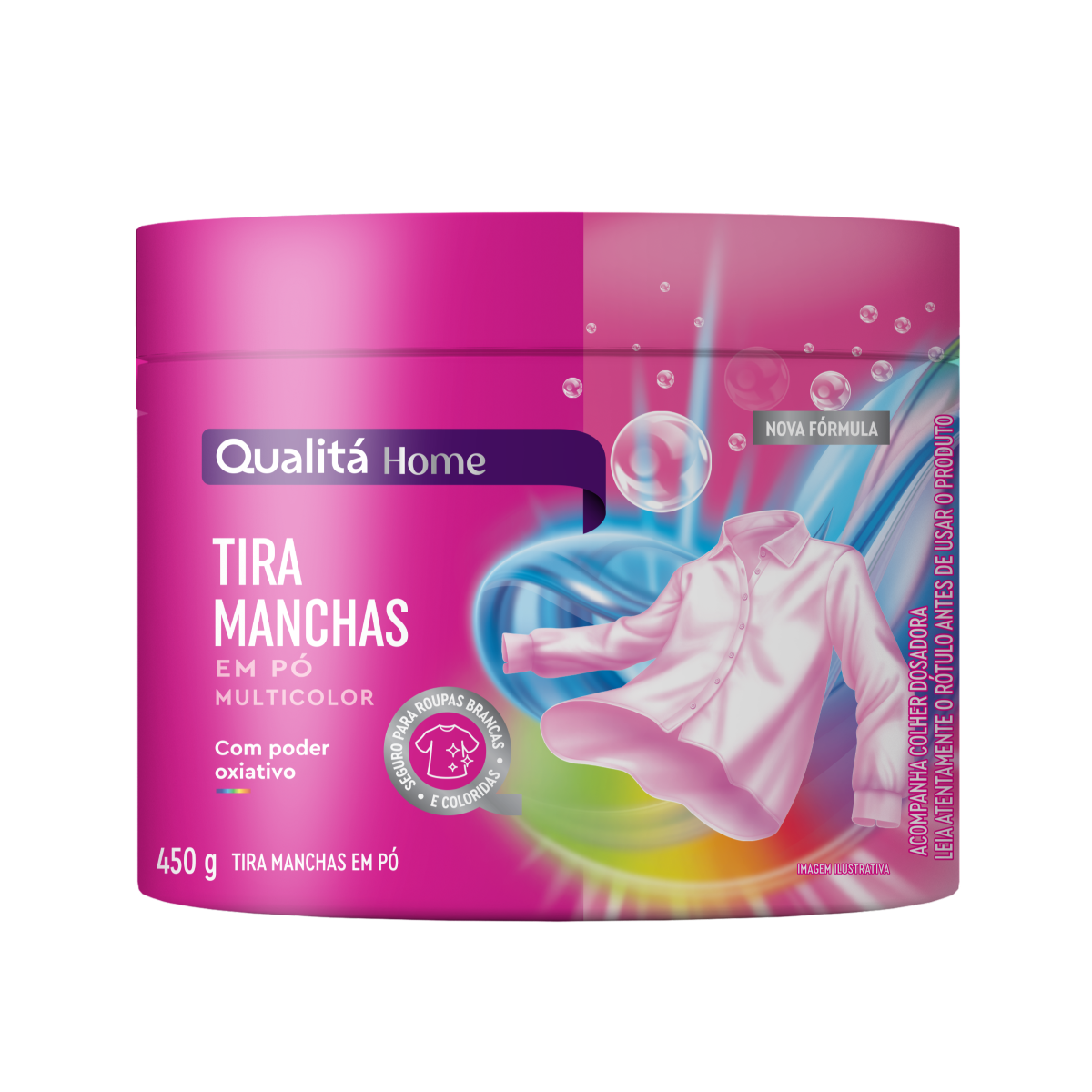 Tira-Manchas Pó Roupas Brancas e Coloridas Qualitá Pote 450g