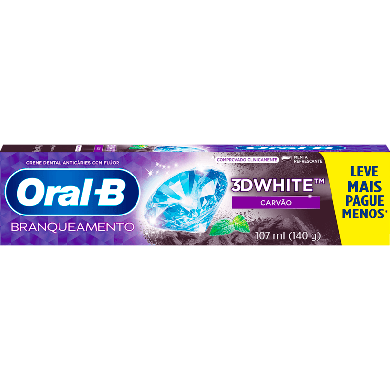 Creme Dental Oral-B 3D White Carvão 140g