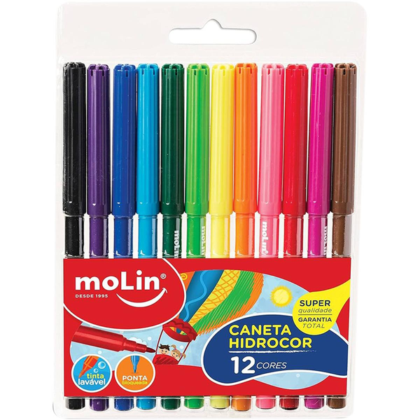 Caneta Hidrocor Molin Com 12 Canetas - Ref. 5001