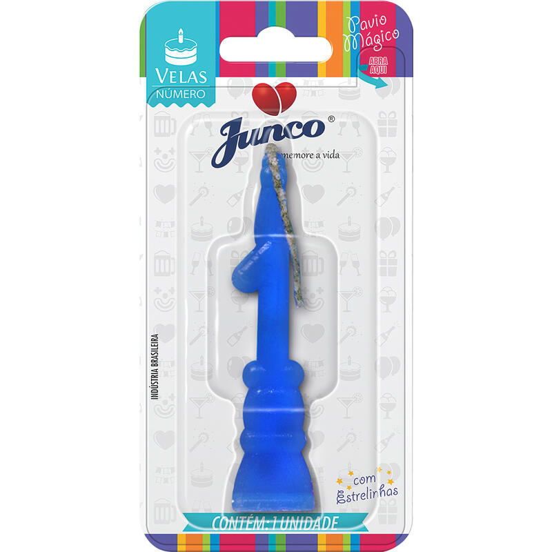 Vela Aniversário Junco Azul Nº1 un