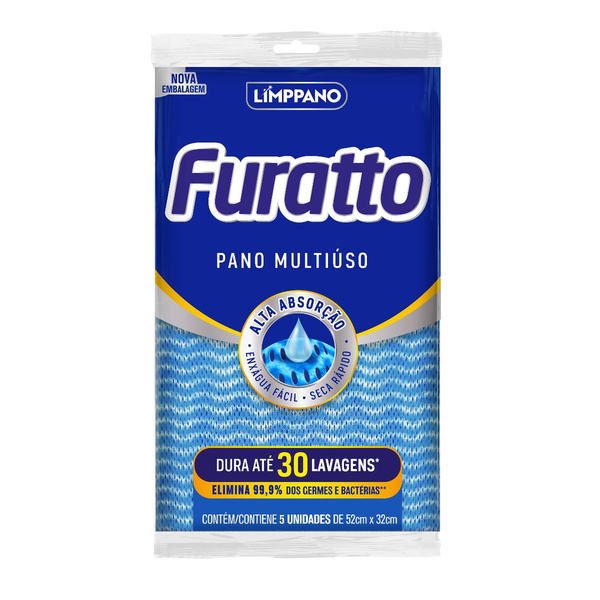 Pano Multiuso Azul Limppano Furatto 5 Unidades