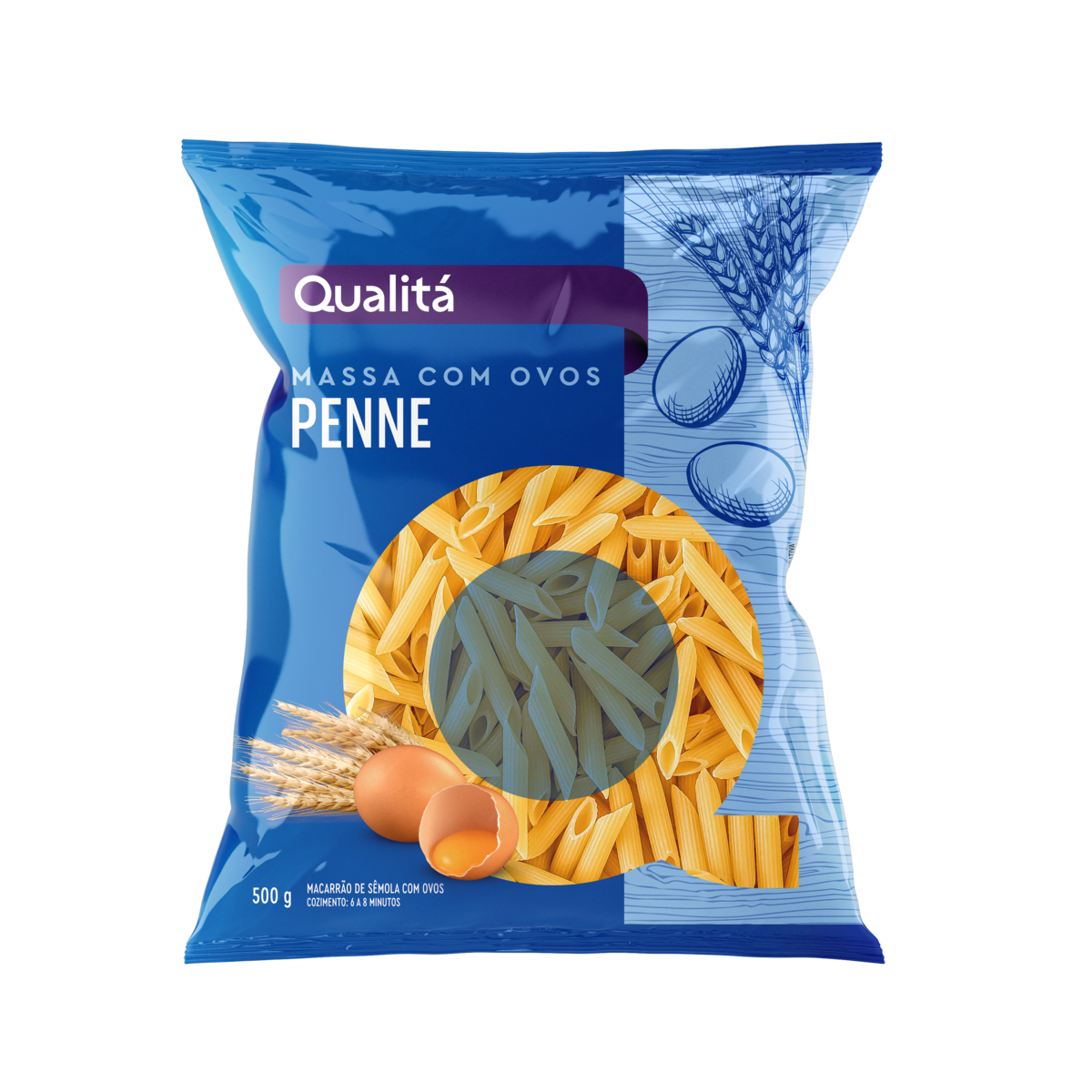 Macarrão de Sêmola com Ovos Penne Qualitá Pacote 500g