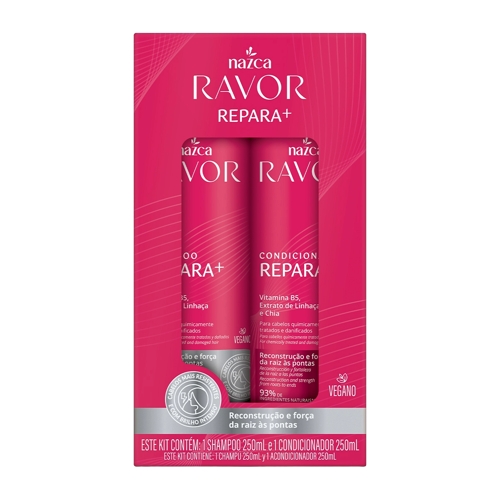 Kit Shampoo 250ml + Condicionador 250ml Nazca Ravor Repara+