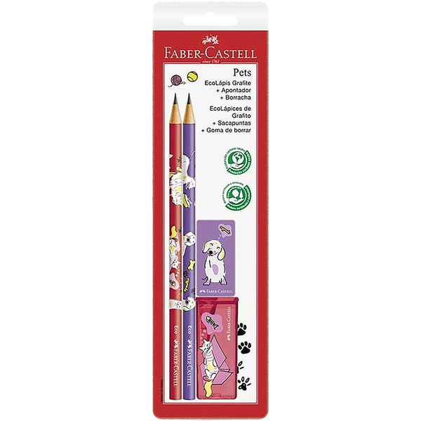 Kit de Lápis Faber Com 4 Unidades - Roxo/Rosa - Pets - Ref. SM/935PETRR