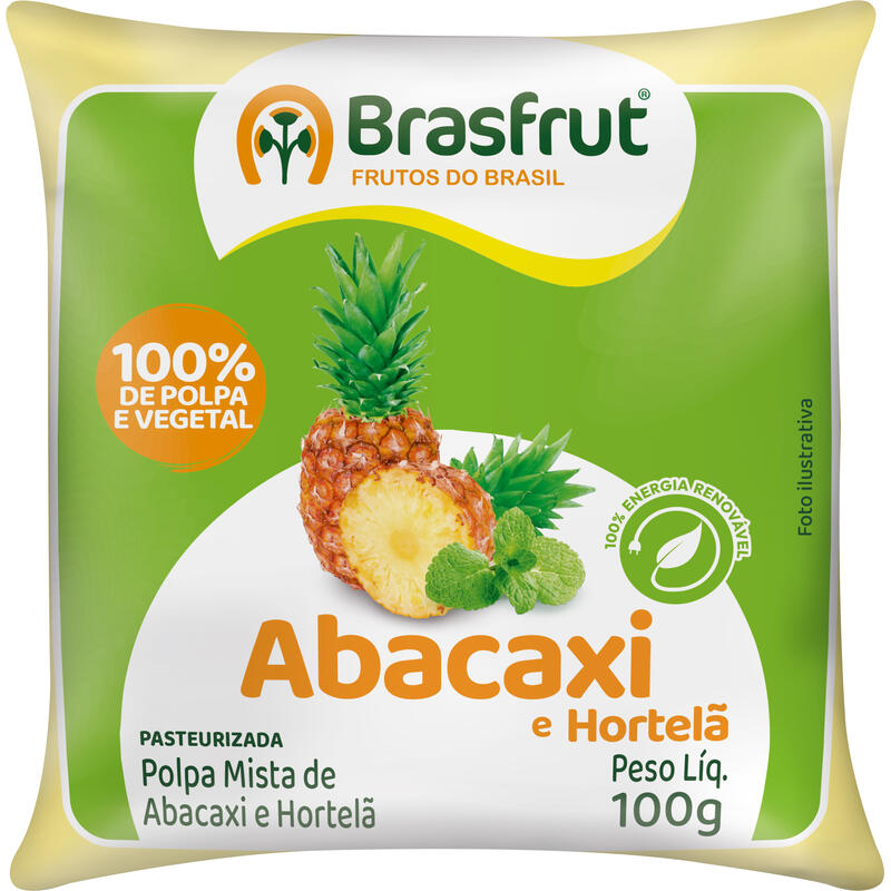 Polpa de Fruta Brasfrut Cong Abacaxi com hortelã 100g