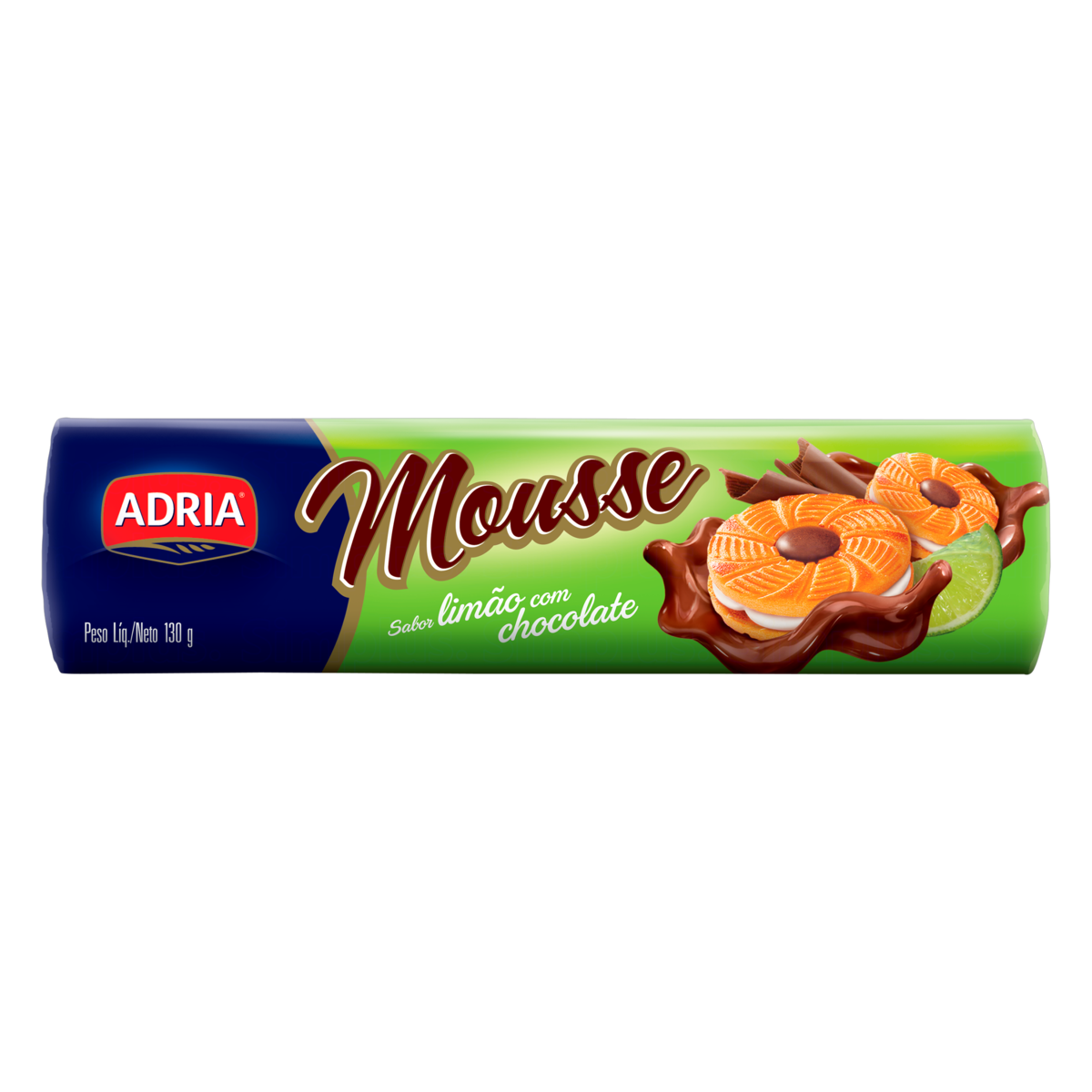 Biscoito Com Recheio De Limão Com Chocolate ADRIA Mousse Pacote 130g
