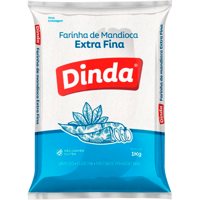 Farinha de Mandioca Dinda Extra Fina Branca 1kg