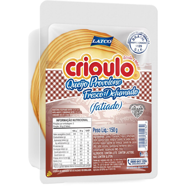Queijo Provolone Crioulo Frescal Defumado Fatiado 150g