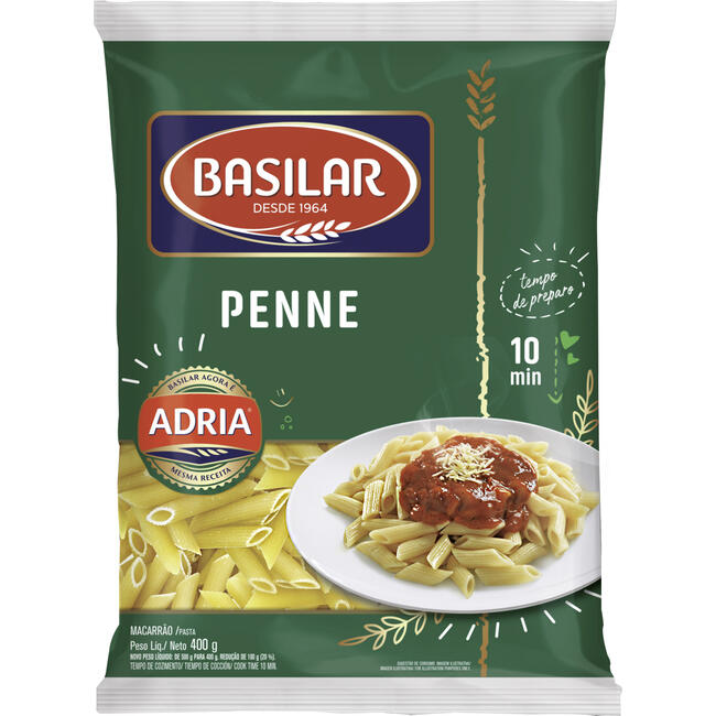 Macarrão de Sêmola Penne Basilar Pacote 400g